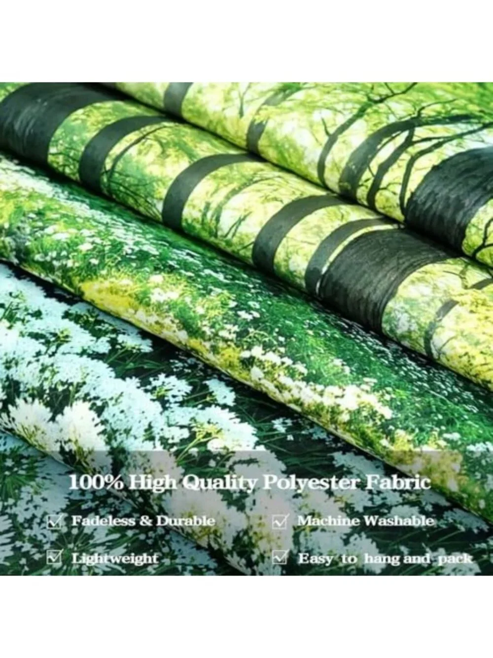 Large Nature Forest Tapestry - Green Tree & White Flower Wall Art for Aesthetic